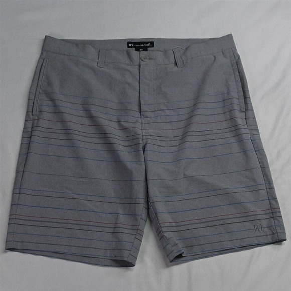 Travis Mathew 38 x 10" Light Gray Stripe Beck Tech Stretch Golf Shorts - Picture 1 of 7